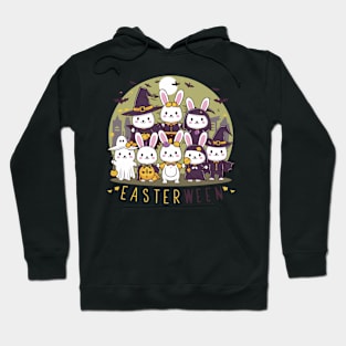 Cute Bunnies in Costumes Easterween Celebration Hoodie